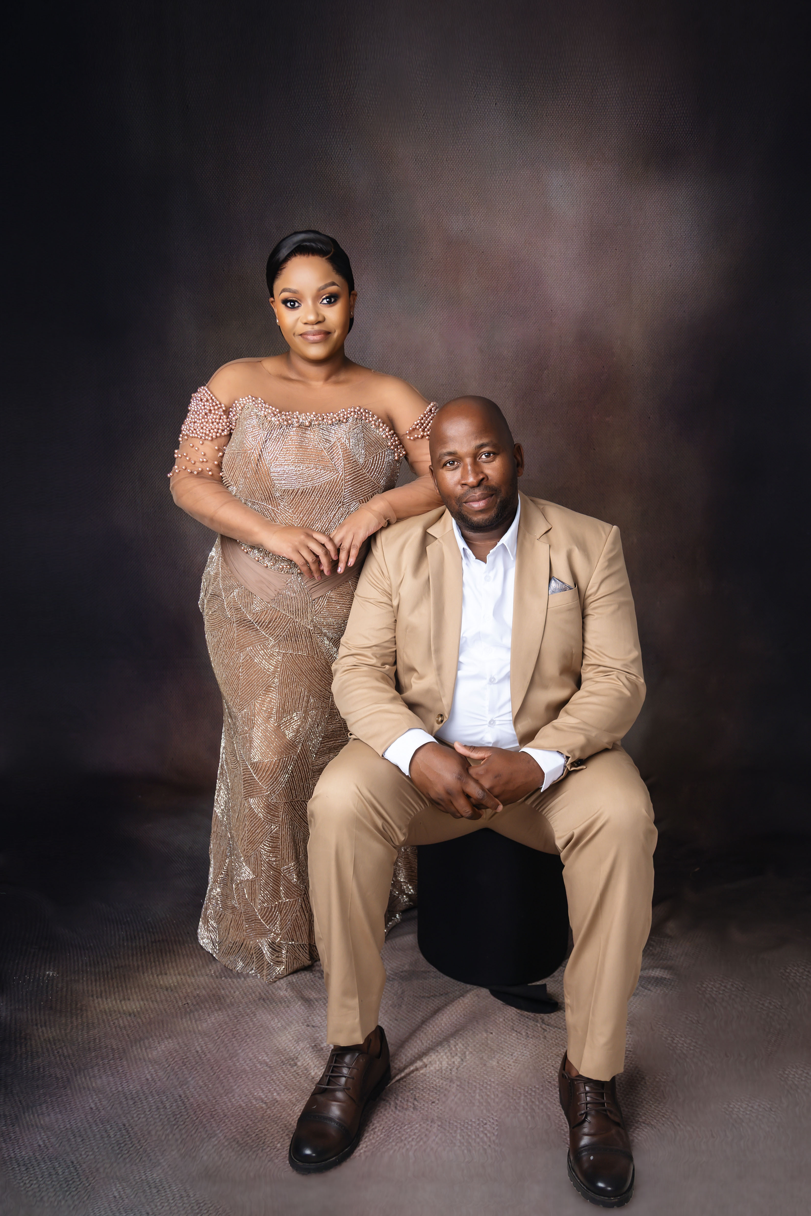 Full traditional bridal portrait on the hillside